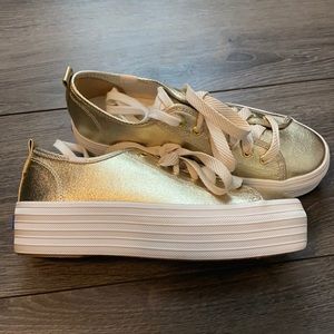 Ked’s Women’s triple up gold twill bridal platform
